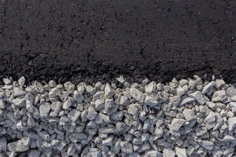 New Motor Road. Paved Bituminous Asphalt Based on Gravel. Road Layers ...