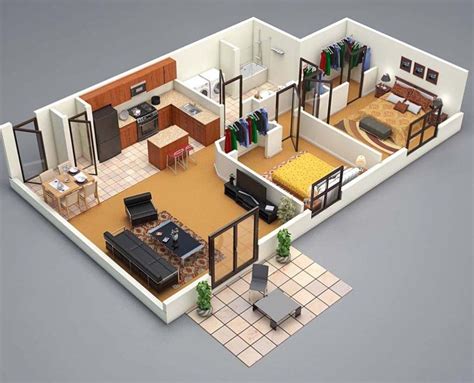 Home 2 Bedroom House Floor Plan Design 3d Update