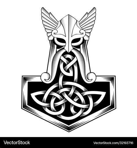 Hammer thor medieval viking symbol Royalty Free Vector Image