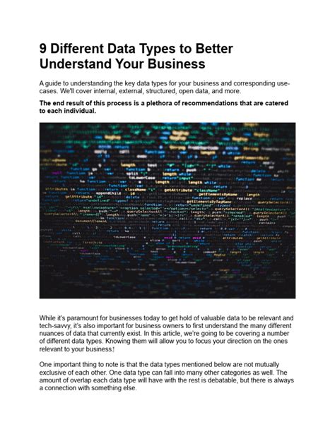 9 Different Data Types To Better Understand Your Business | PDF | Data ...