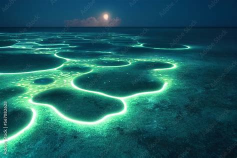 An illustration of the Bioluminescence shore in maldives. Generative AI ...