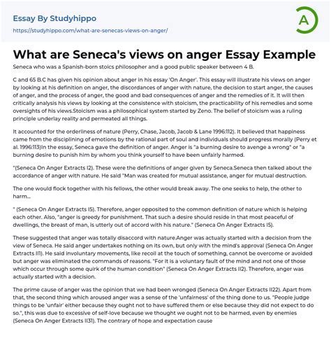 What are Seneca’s views on anger Essay Example | StudyHippo.com