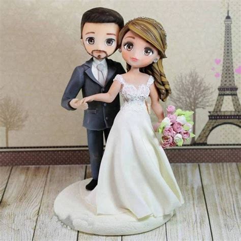 Wedding Cake Bride and Groom Anime Wedding Cake Topper Cute - Etsy