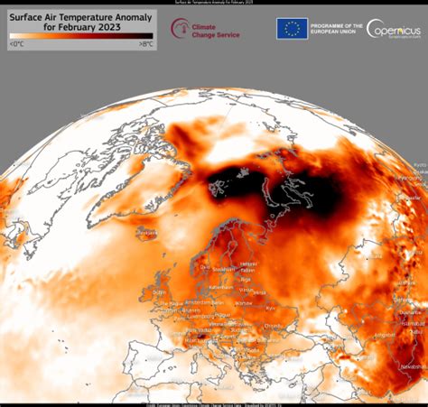 Surface Air Temperature Anomaly for February 2023 | Copernicus