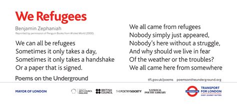 We Refugees – Poems on the Underground