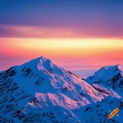 A beautiful sunrise over snow-capped mountains