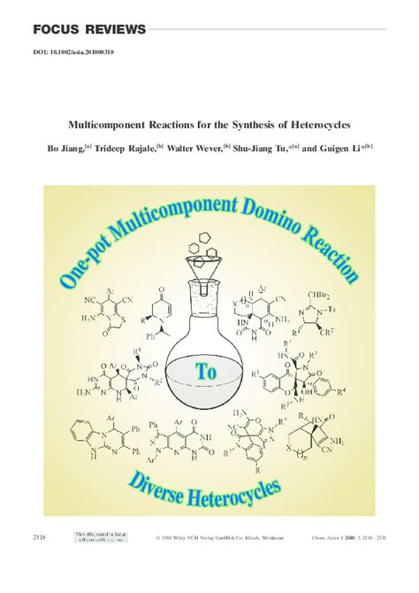 (PDF) Advances in Multicomponent Reactions of Heterocycles