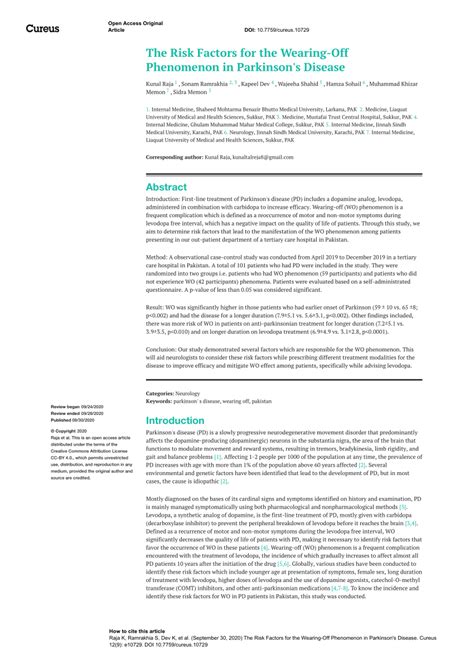 (PDF) The Risk Factors for the Wearing-Off Phenomenon in Parkinson's ...