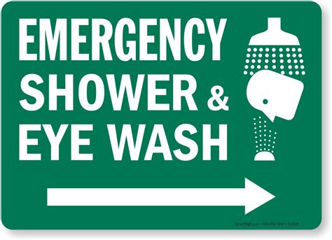 Emergency Shower and Eye Wash Sign with Right Arrow, SKU: S-4226 ...