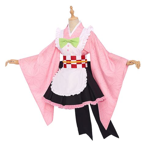 Kamado Nezuko Demon Slayer Cosplay Costume Maid Outfit – Cosplaysky.ca