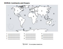 World Map Continents And Oceans Quiz