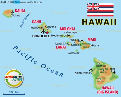 Map of Hawaiian Islands (State / Section in United States) | Welt-Atlas.de