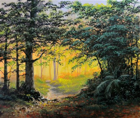 Sunset in Tropical Forest / Acrylic Painting - jmlisondra Art