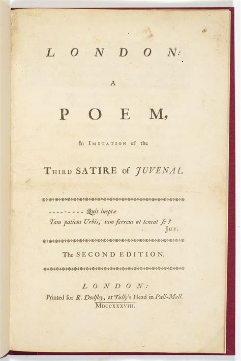 London: A Poem, Samuel Johnson, 1738 | Christie’s