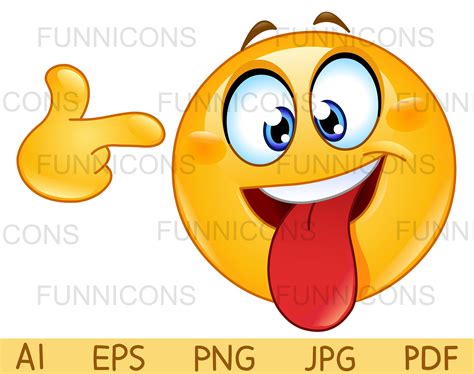 Clipart Cartoon of a Crazy Face Emoji Emoticon Tongue Out - Etsy Canada