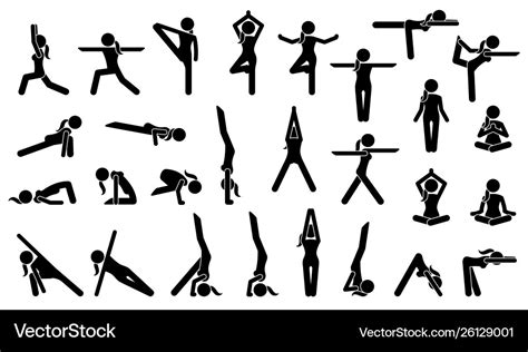 Woman yoga postures stick figure pictograph Vector Image