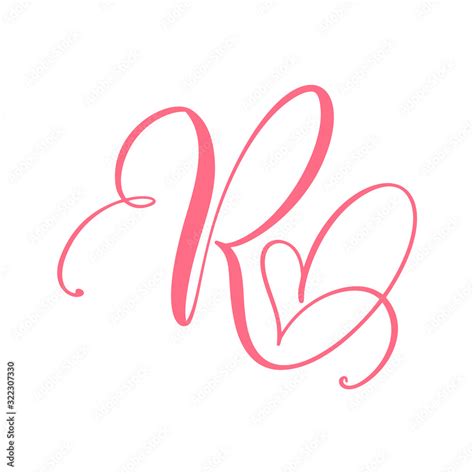 Vector Vintage floral monogram letter R. Calligraphy element heart logo ...