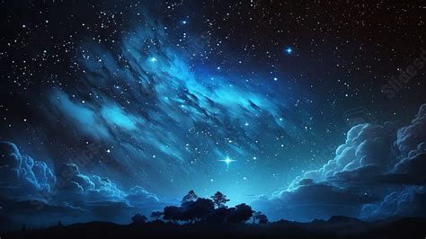 Starry Sky Stars Dense Clouds Blue Light Powerpoint Background For Free ...