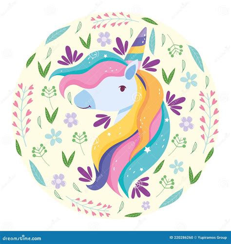 Unicorn rainbow hair stock vector. Illustration of face - 220286260