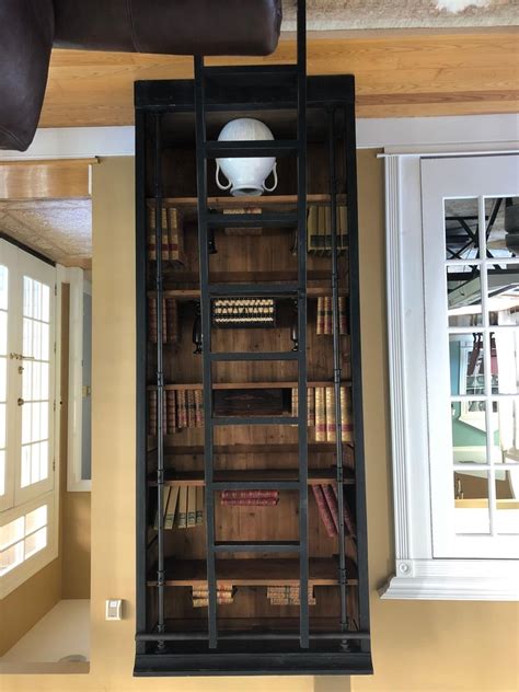 Rustic Chic Reclaimed Wood and Iron Black Bookcase with Ladder at ...