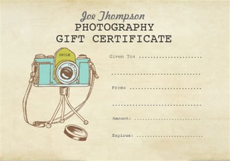 Photography Gift Certificate Wording