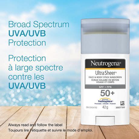 Neutrogena Sunscreen Stick SPF 50+, Ultra Sheer Stick for Face and Body ...