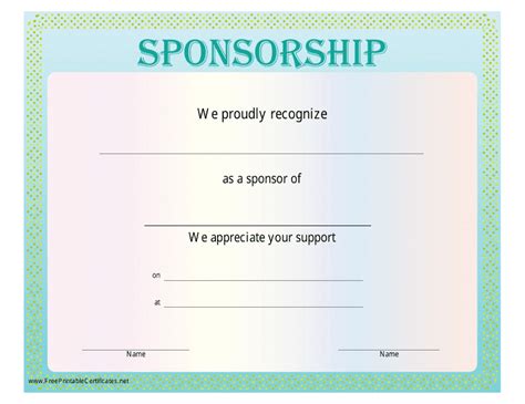 Sponsorship Certificate Template Download Printable PDF | Templateroller