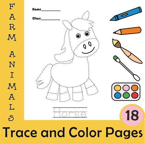 Farm Animals Tracing Pictures Worksheets