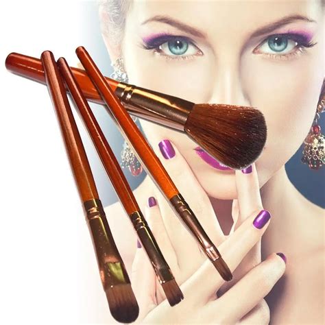 New Beginner Makeup Brush Sleeve Brush Kit Wood Makeup Coffee Brushes ...