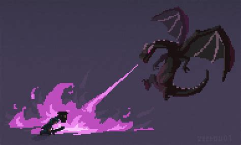 Just finished this pixel art of the Ender dragon battle ! : r/Minecraft