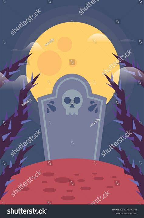 Scary Graveyard Illustration Poster Design Stock Illustration ...