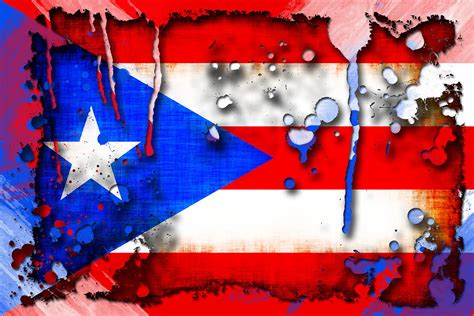 Grunge And Splatter Puerto Rico Flag Digital Art by David G Paul