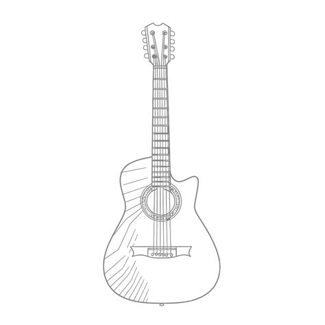 An Outline Drawing Of An Acoustic Guitar Sketch Vector, Guitar Drawing ...