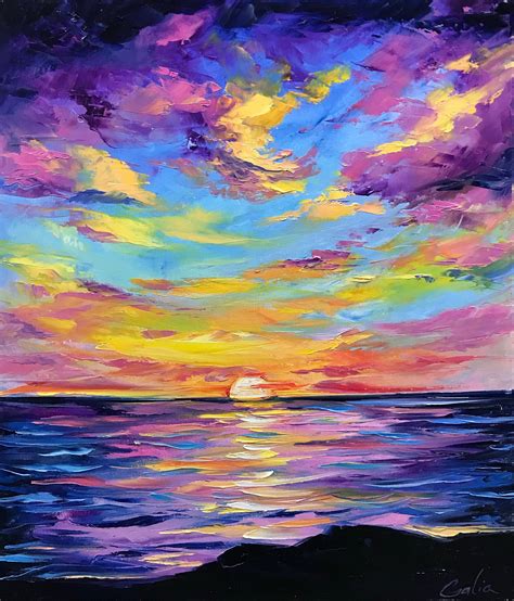 California Sunset Oil Painting Original Cloud Oil Painting - Etsy