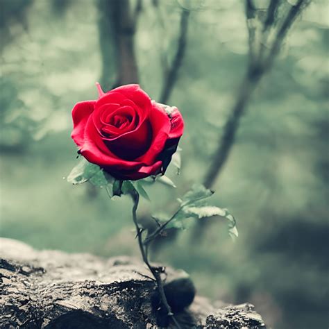 Red Rose with Thorns Graphic · Creative Fabrica