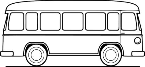 Bus vector illustration Black and white outline Bus coloring book or ...