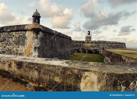 View of El Morro Fort with Sunset Sky, Puerto Rico Stock Photo - Image ...