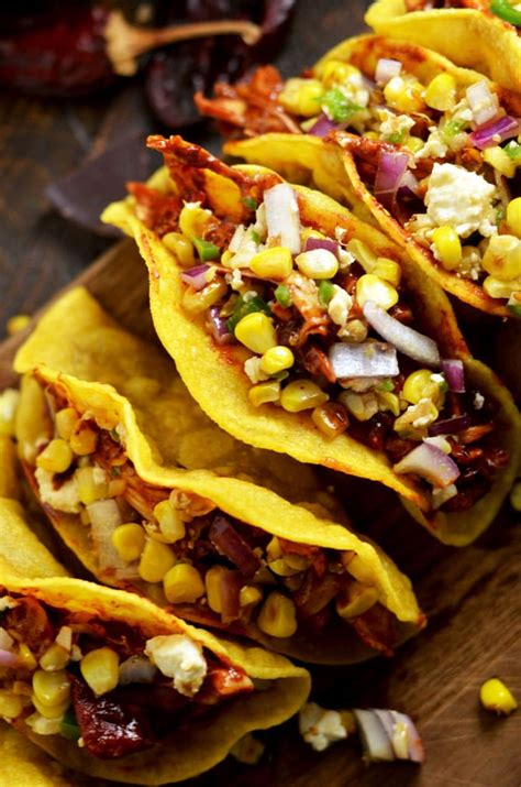 Crunchy Mexican BBQ Sauced Chicken Tacos with Charred Corn Relish ...