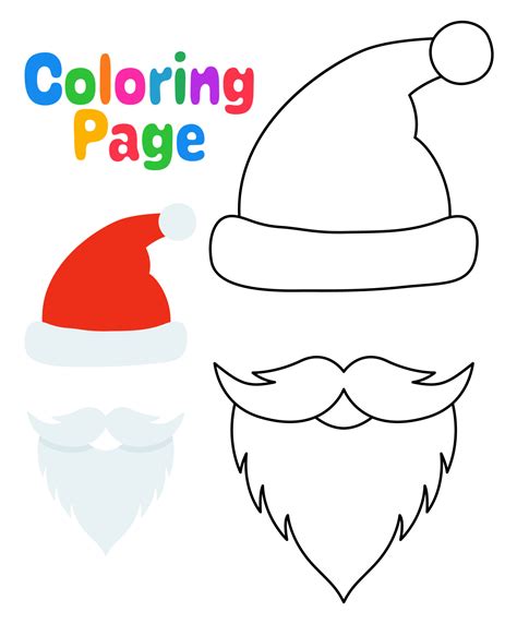 Coloring page with Beard with christmas hat for kids 13971651 Vector ...