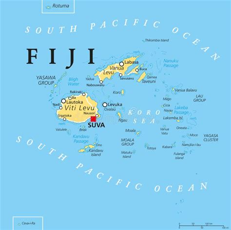 Mapa político de Fiji ilustración del vector. Ilustración de recorrido ...