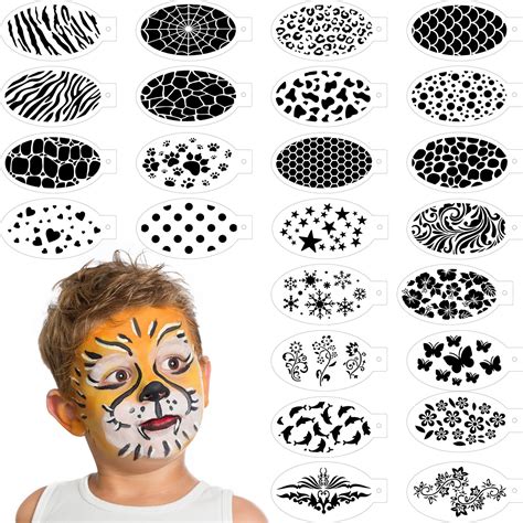 Buy Chinco 24 Pieces Face Paint Stencils Face Body Painting Stencils ...