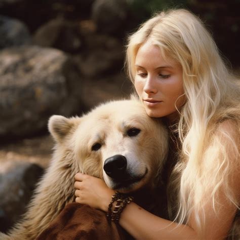 Premium AI Image | A woman hugging a bear