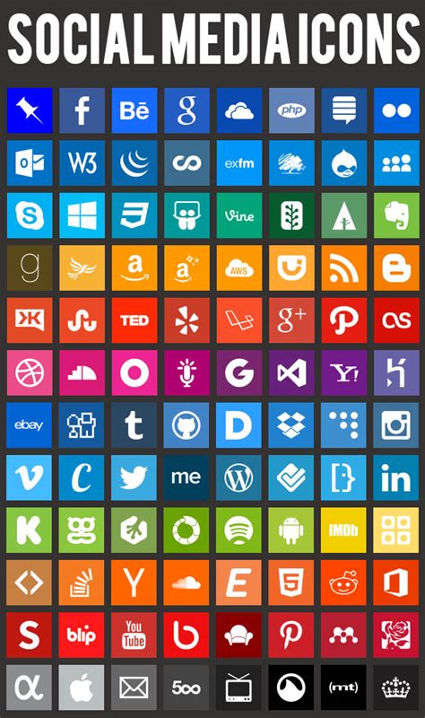 90+ Beautiful Flat Icons of Social Media Graphic Design Junction