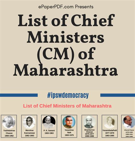 [PDF] List of Chief Ministers (CM) of Maharashtra PDF Download