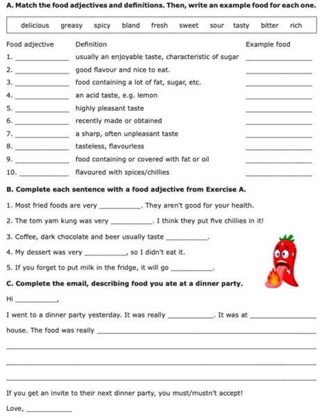 Food adjectives worksheet | Adjective worksheet, Adjectives, Worksheets