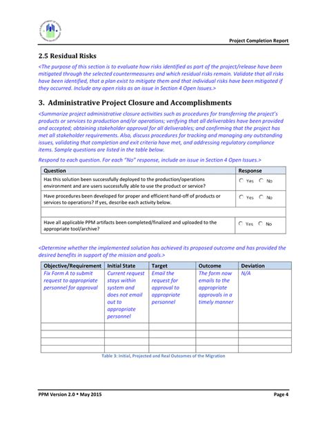 Project Completion Report Template in Word and Pdf formats - page 7 of 13