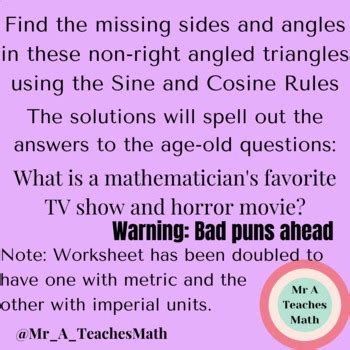 Sine and Cosine Rule Worksheets by Mr A Teaches Math | TpT