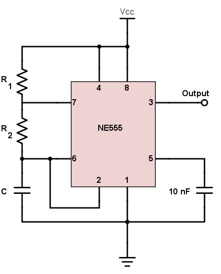 555 Timer Astable Oscillator Circuit - Engineering Calculators & Tools