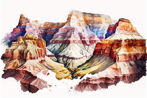 Premium Photo | A watercolor painting of a grand canyon.