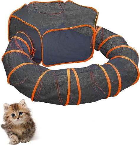 Large Outdoor Cat Enclosures Playground Orange Tunnels Breathable ...